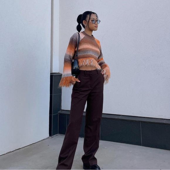 Zara Fringe Striped Cropped Sweater - New - Picture 13 of 16